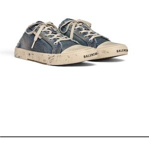 Balenciaga Women's Blue Denim Mules Sneaker Slide